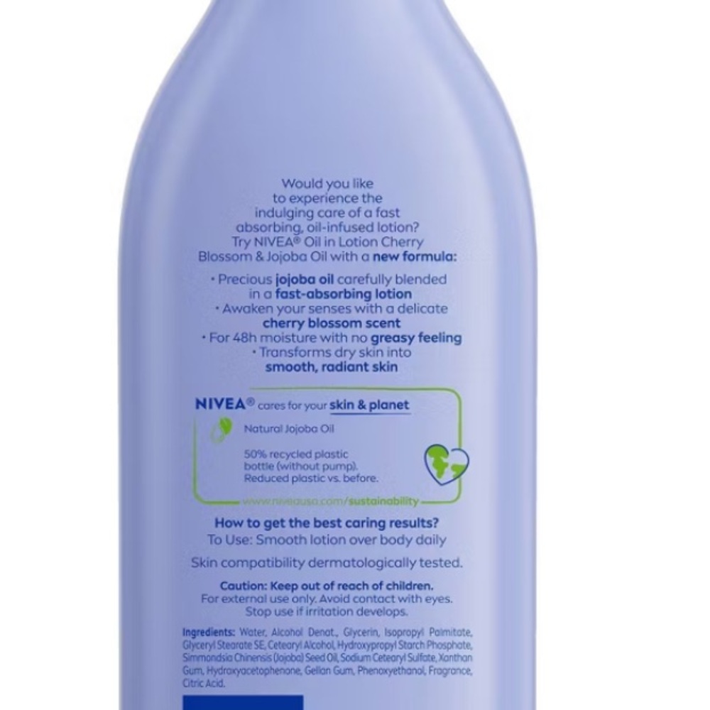 NIVEA Cherry Blossom Oil in Lotion 16.9 OZ - Picture 2 of 3
